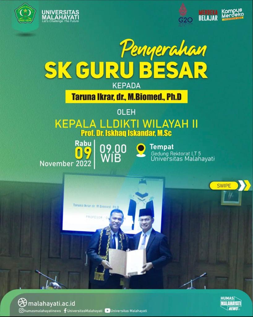 Penyerahan Sk Guru Besar Prof Dr Taruna Ikrar M Biomed Ph D Bidang